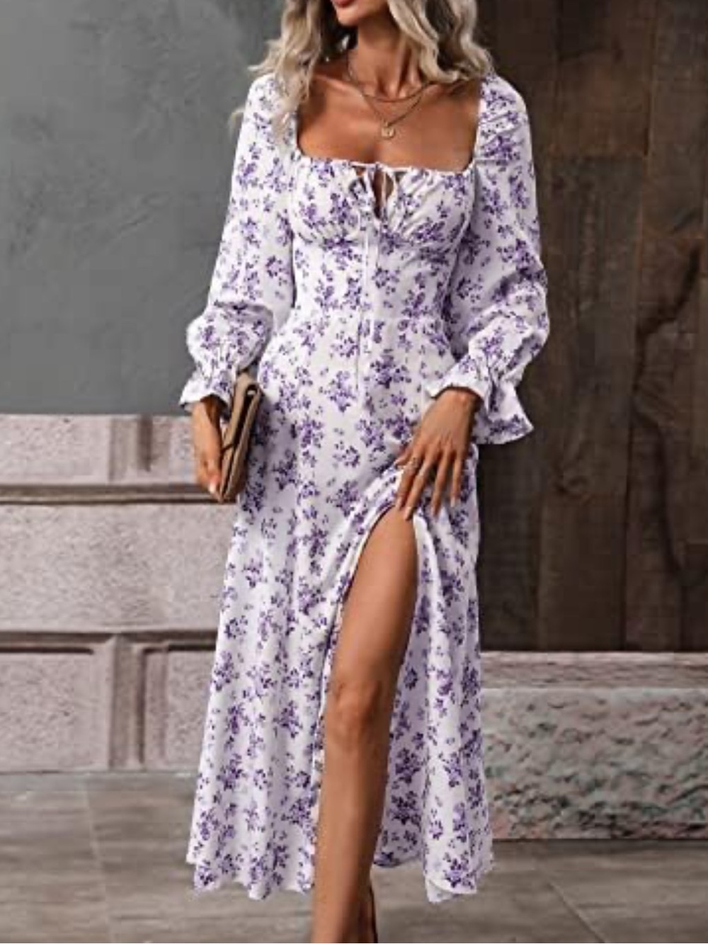 Purple and white dress